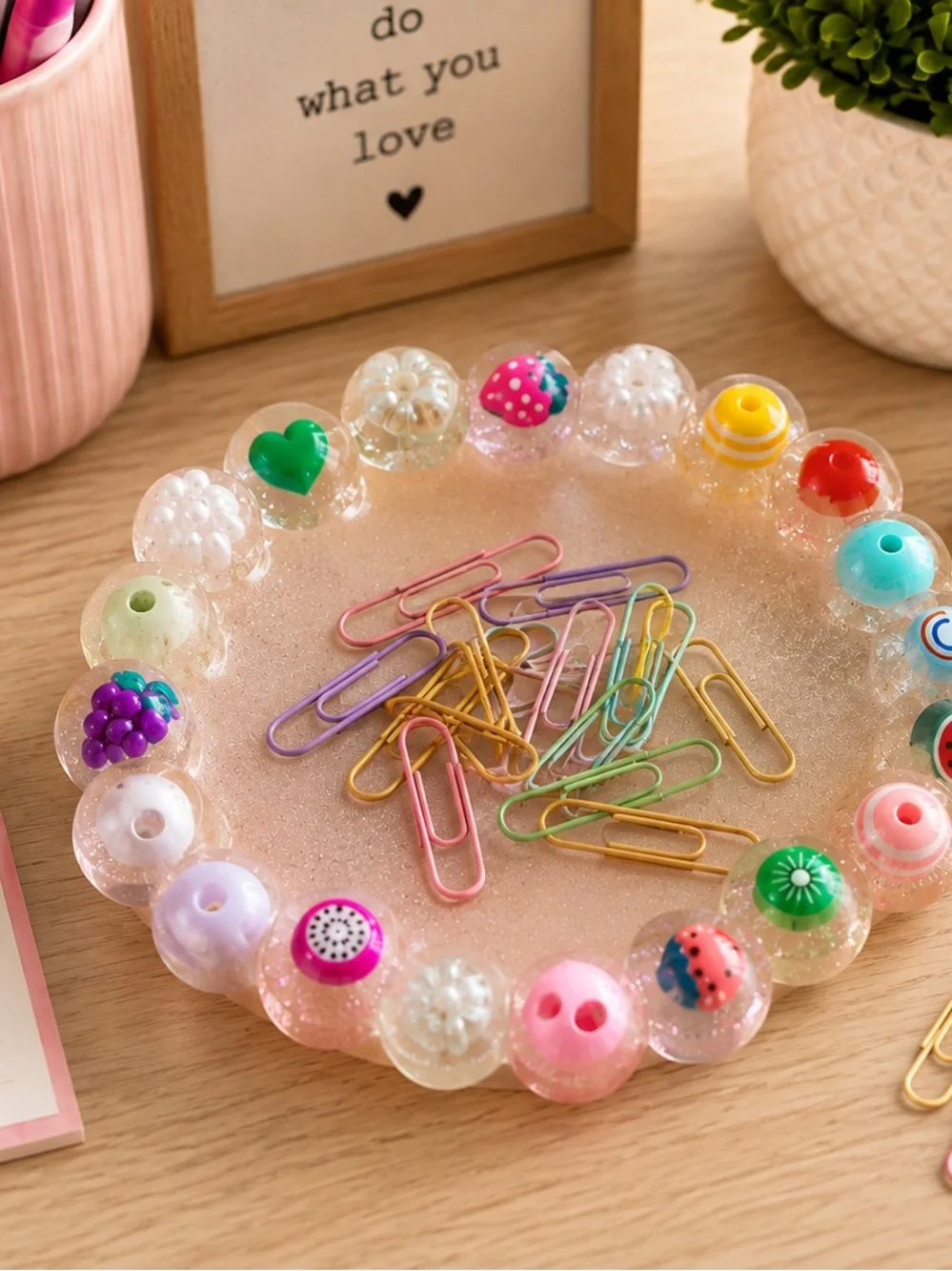 Personalized Glitter Pink Kids Name Bracelet - Pink Bead Accent